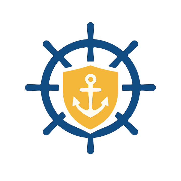 Coverage Captain logo: wheel and shield
